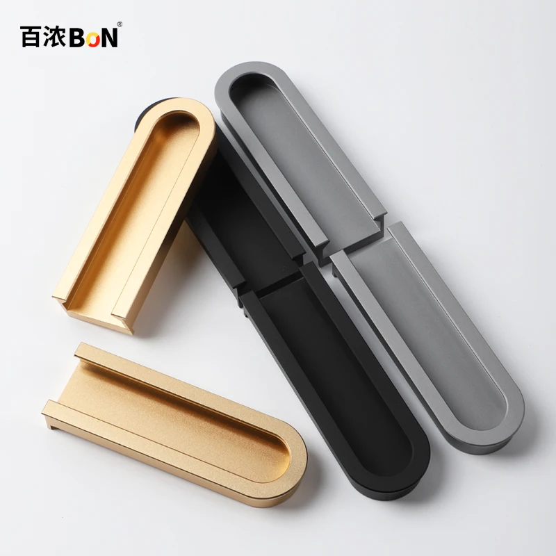 BON Oval Concealed Button Closet Door Handle Invisible Cabinet Drawer Inset Handle Invisible Inset Handle