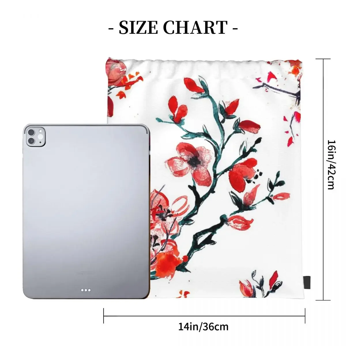 Red Cherry Blossom Backpacks Fashion Portable Drawstring Bags Drawstring Bundle Pocket Sports Bag Book Bags For Travel Students