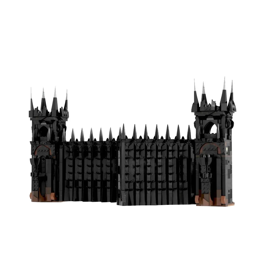 Gobricks MOC Ringe Film Black Gate Ziegel Modell Black Gate Schloss Schwarze tür Architektur Bausteine Montage Spielzeug Kind Geschenk