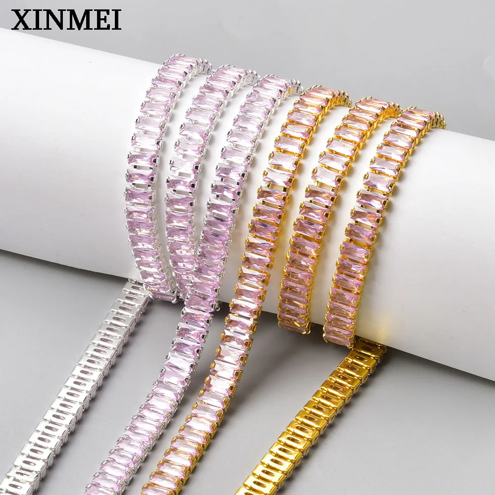 New Color Rectangle Crystal Chain in Nail Art Luxury Claw Zircon Rhinestone Trimmings Gemstone Diy Jewelry Clothing Accessories