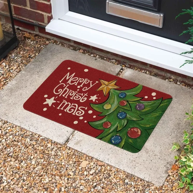 Tapis d'arbre de Noël de renne, porte d'entrée décorative