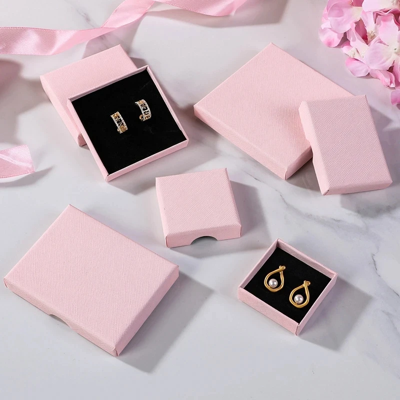 Pretty New Design 24pcs Cardboard Jewelry Boxes Display Pink Box For Necklaces Bracelets Earrings Square Paper Gift Box