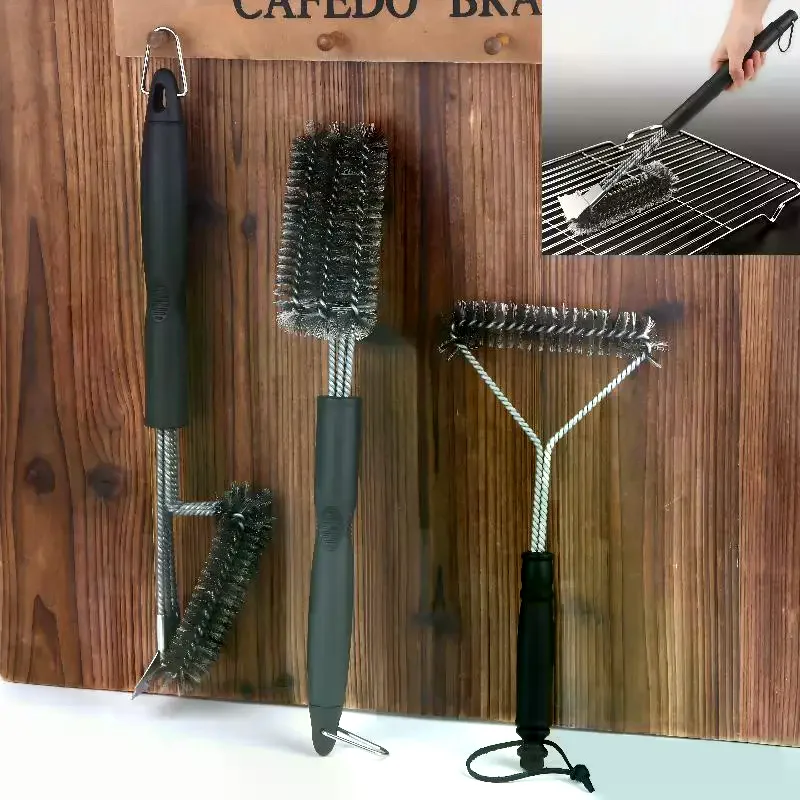 Professional BBQ Grill Brush Made Of Stainless Steel Wire Triangular Brush For Scrubbing BBQ Multipurpose Cleaning Brush