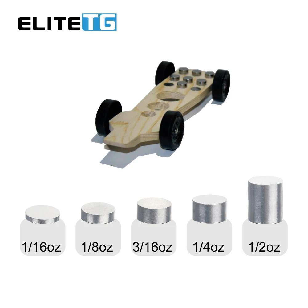 Elite TG 10PCS Blocco di Peso al Tungsteno Pinewood Derby Auto Peso al Tungsteno, 1/16oz-1/2oz Auto Giocattolo Pino Auto da Corsa di Potenza FAI DA