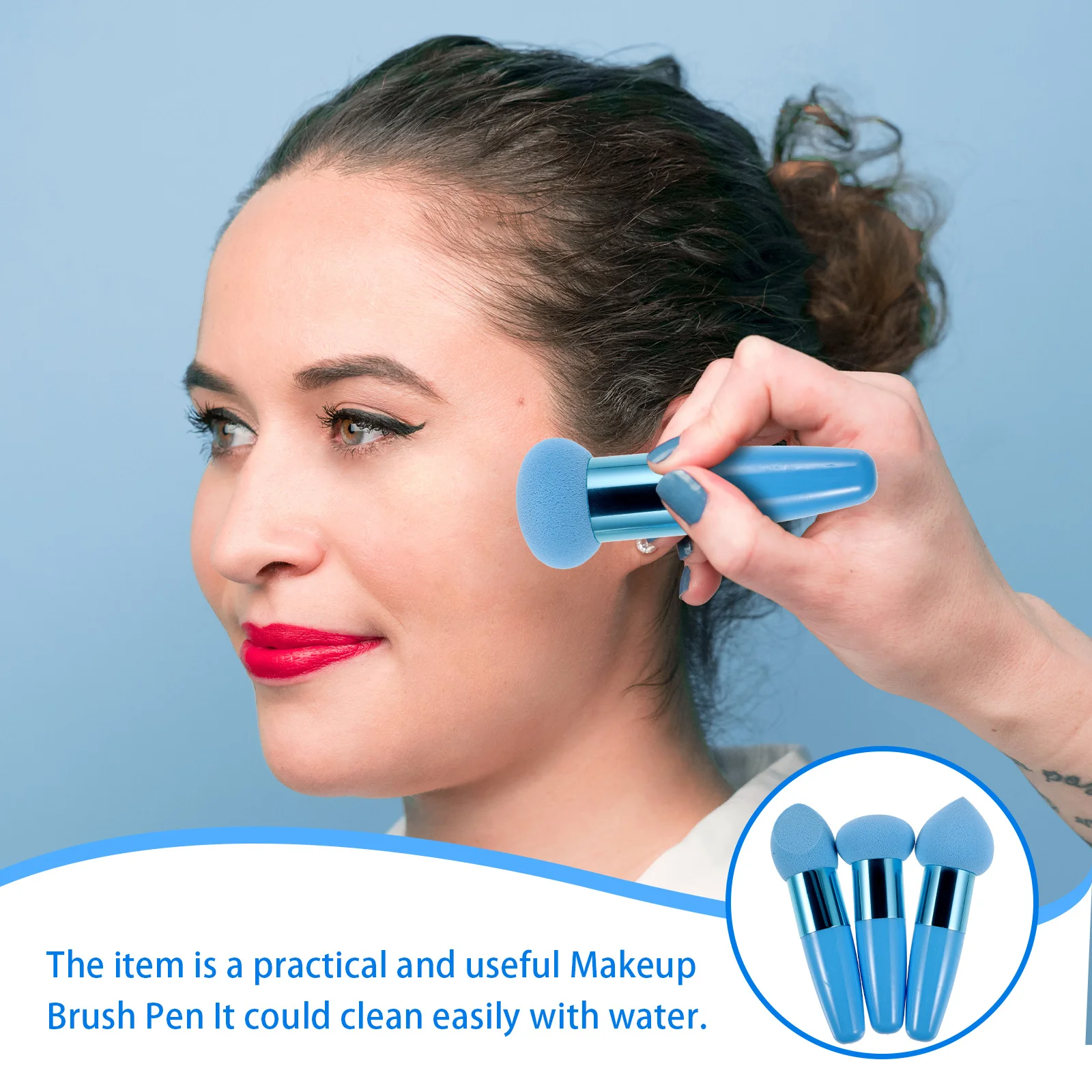 

3Pcs Makeup Brush Pen Portable Beauty Tool for Foundation Concealer Blush Perfect Makeup Base Women Accessories