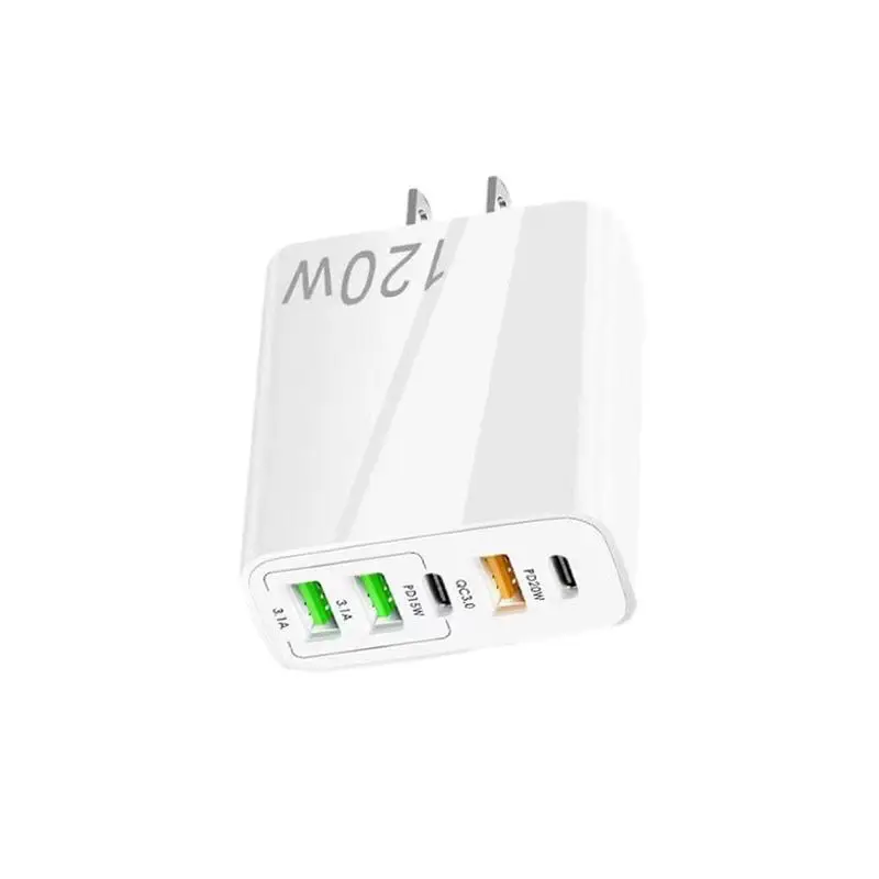 Gan-120W Poderoso GaN PD Charger, 5 Portas, QC5.0 Hub de Carregamento Rápido para Carregamento Seguro e de Alta Velocidade, Carregamento USB C