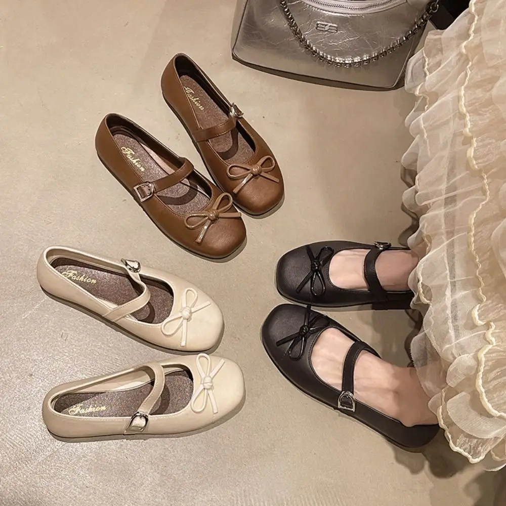 

Sweet Women's Pearl Bow Tie Sandals Non-slip Versatile Toe-covering Slippers Comfortable Low Heel Soft Flat
