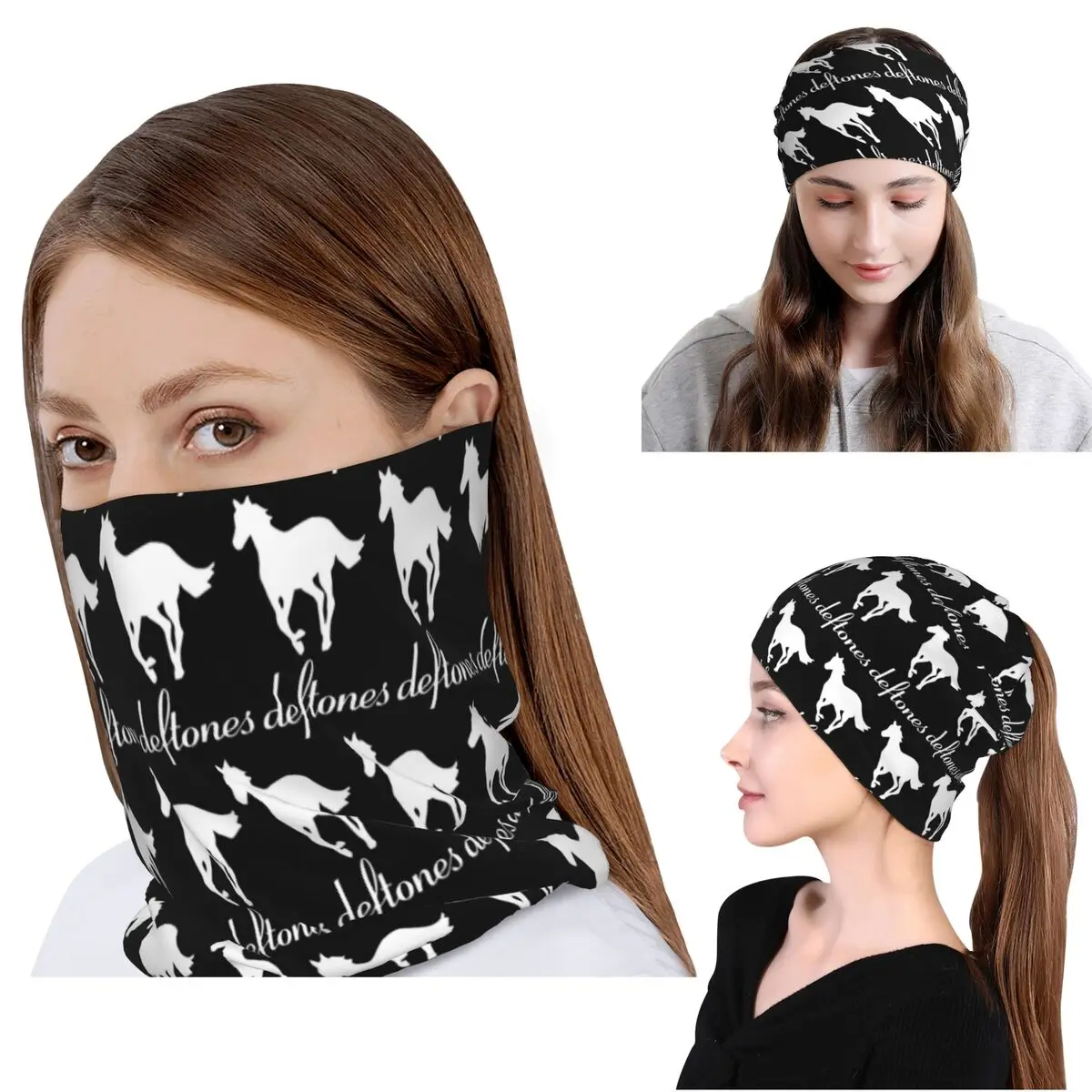 

PP Skull Deftone White Ohms Around Bandana Neck Cover Wrap Scarf Multi-use Face Mask Beanies Hat Unisex Adult All Season