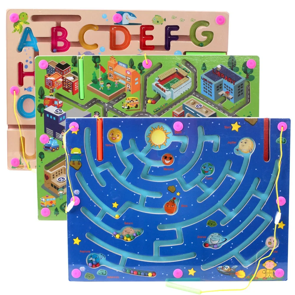 Labyrinthe magnétique d'équilibre éducatif, Cube Animal de grande taille, Puzzle, jouet, jeu de jeux magiques en bois, aimant pour enfants et adultes