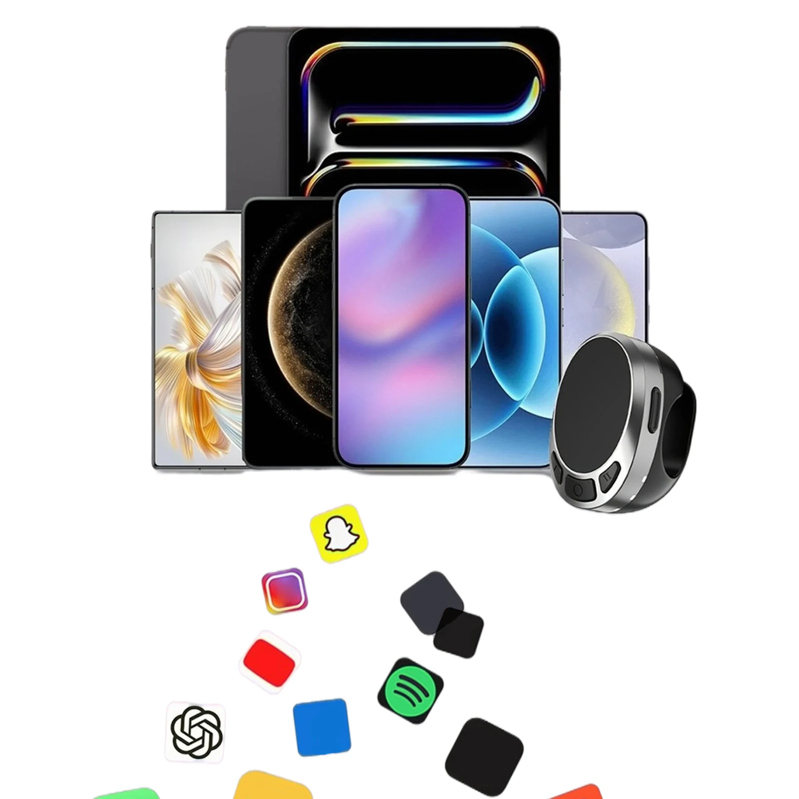 Bluetooth-compatible 5.3 Smart Touch Control Air Mouse Ring Wireless Video Controller Finger Ring Mouse for Phone Tablet Camera