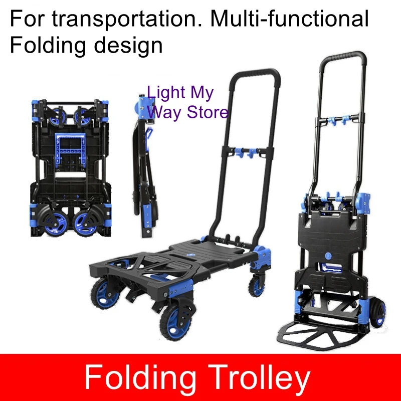 

Flatbed trolley load king hand pull portable trailer home trolley pulling goods lightweight folding cart