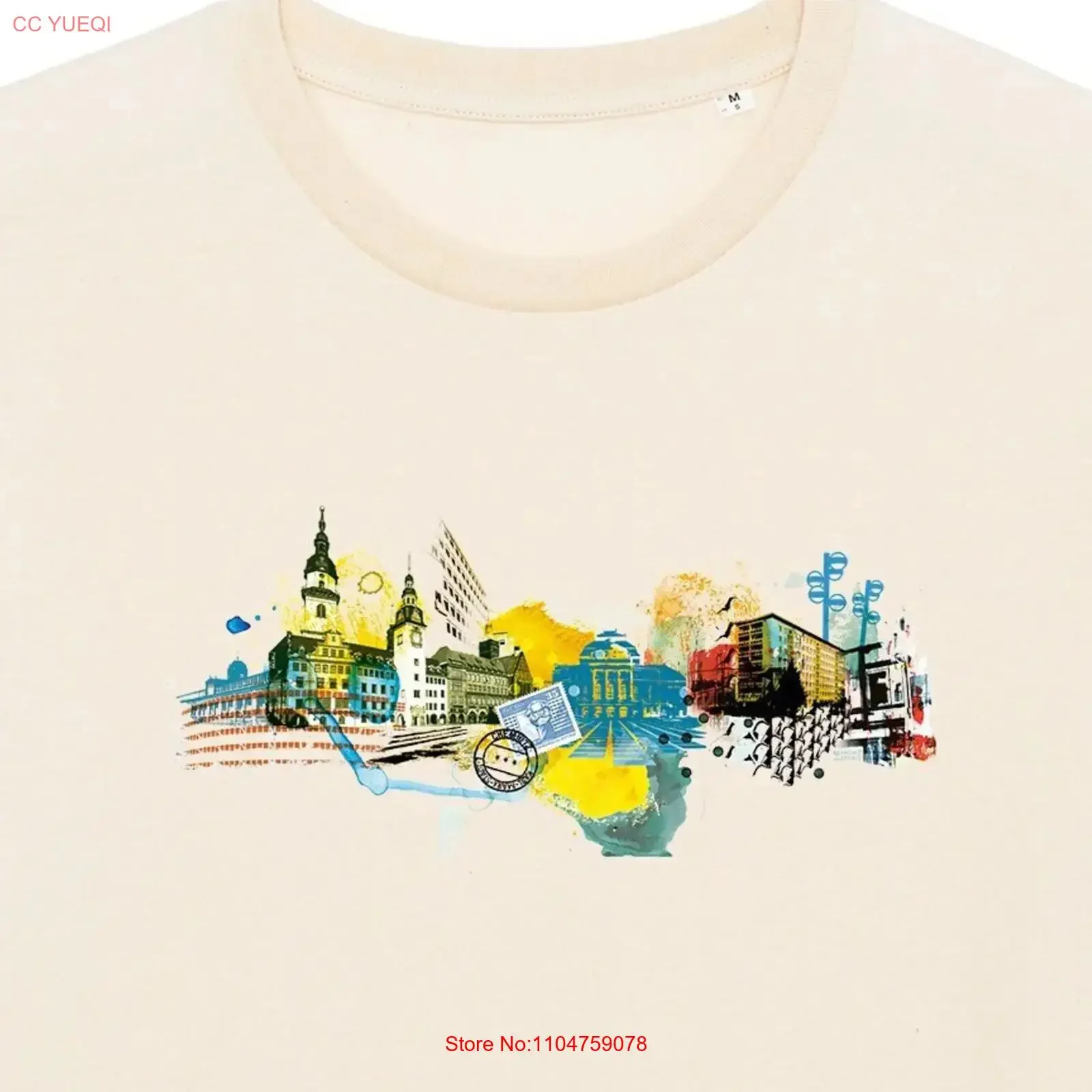 T Shirt Chemnitz City natural beige men's cultural capital vintage Washed Breathable Slightly Stylish Comfortable graphic