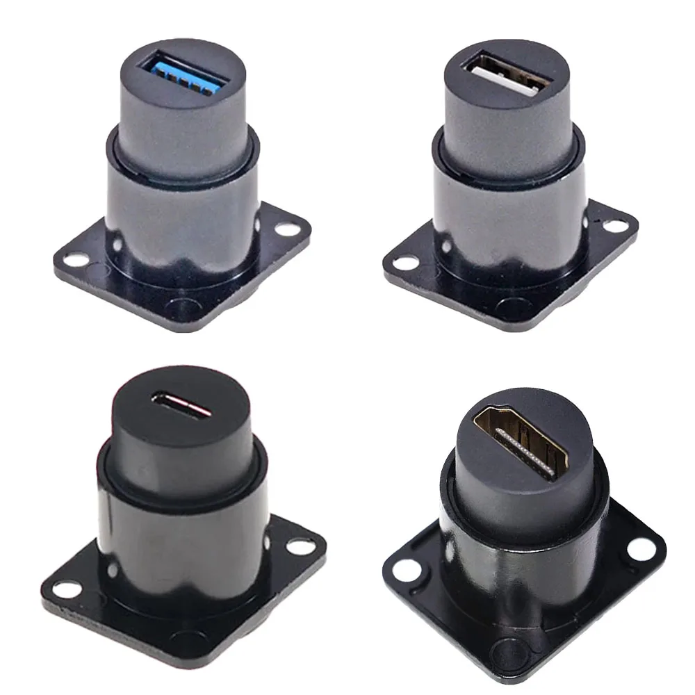 Metal D-Type Module RJ45 USB 2.0/3.0&Type-C &HDMI 2.0 Jack Socket | Network Panel Mounting Electronic Connector for Connectivity