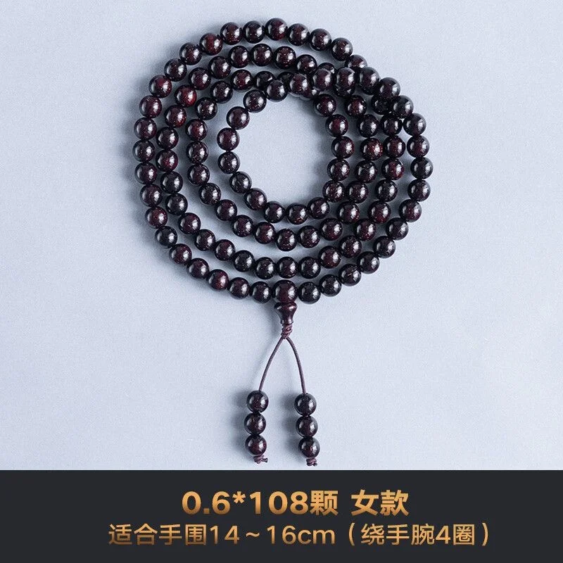 Natural Authentic Indian Small Leaf Red Sandalwood Old Material Full of Stars Buddha Beads 108 Rosary Bracelets for Men and Wome