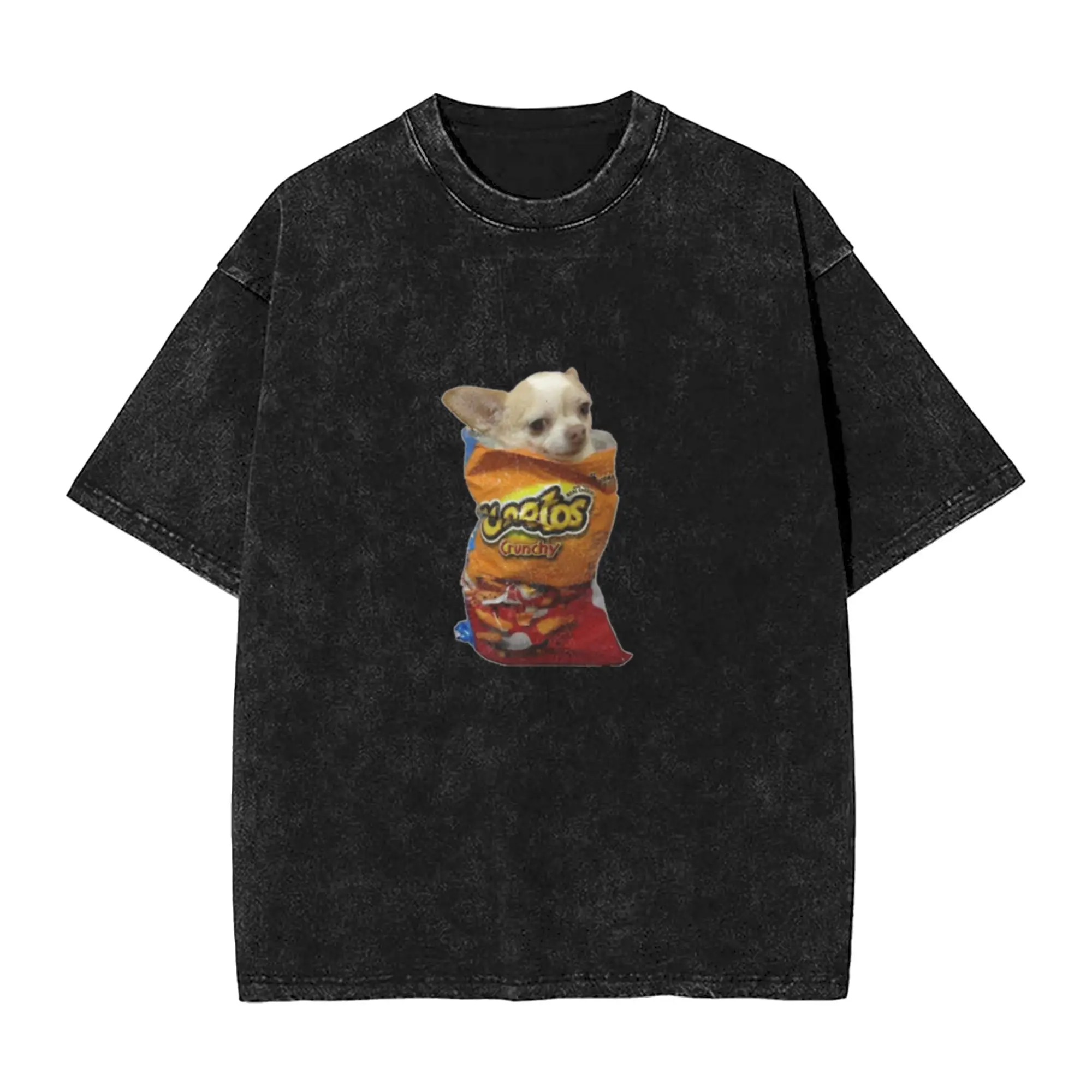 Dog in bag sticker Classic Stylish A Washed T Shirt Men's Women's Oversized Cotton Tees Tops