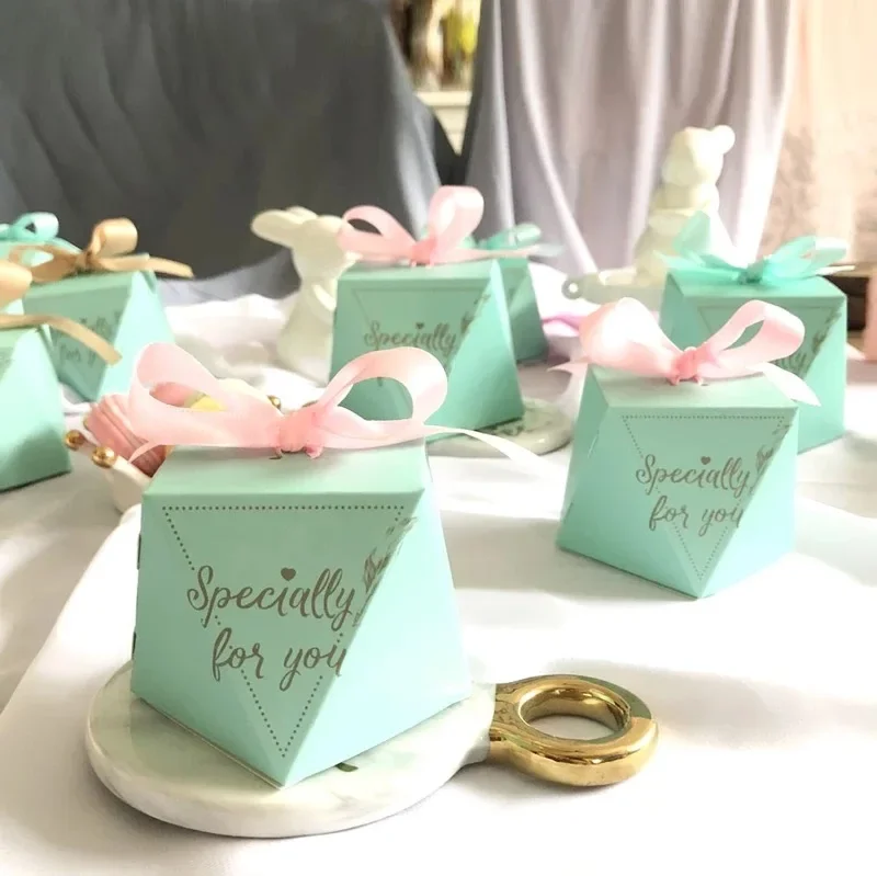 

50pcs New Diamond shape specially for you blue Candy Boxes Wedding Favors Giveaways Gift Box Christmas Party Chocolate package