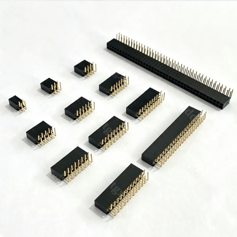 10 Stück 90-Grad-Winkelstecker, zweireihig, Buchsenleiste, 2,54 mm Rastermaß, PCB-Buchsenstecker, 2×3, 2×4, 2×5, 2×6, 2×7, 2×8, 2×20, 2×40 Pins – Detail 9