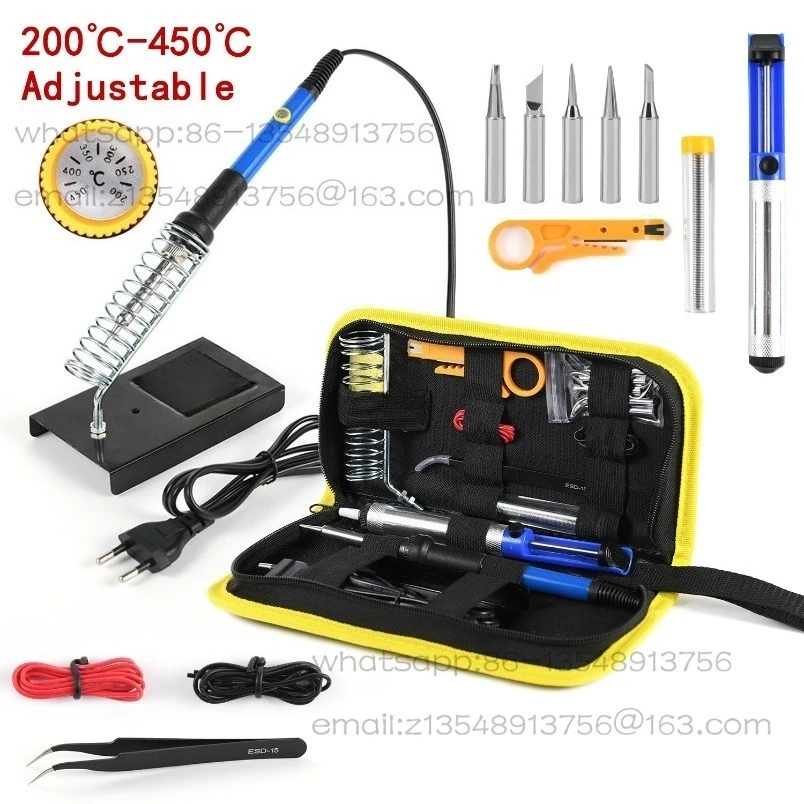 Adjustable temperature electric soldering iron welding kit 15 pieces set 908