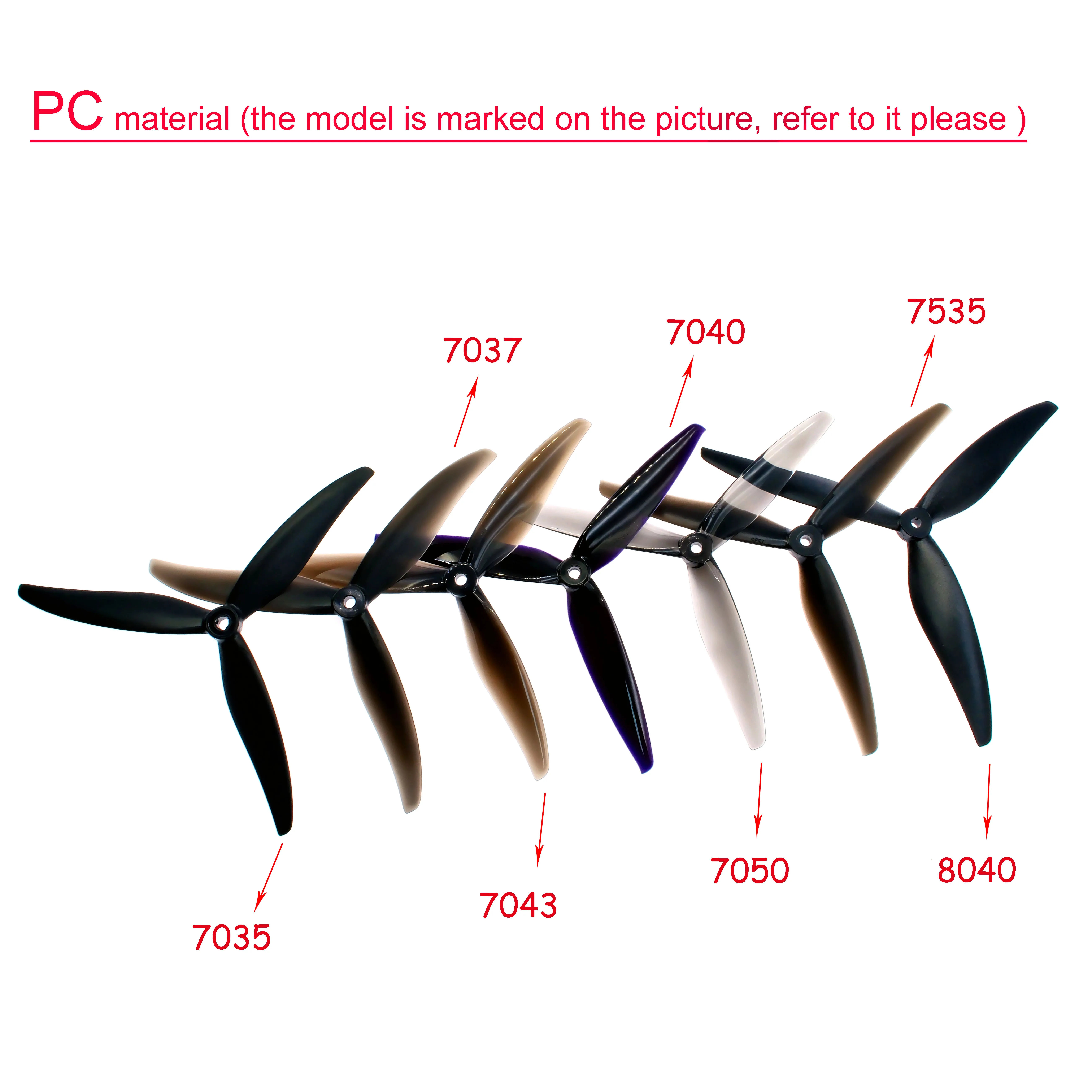 Gemfan 7035 7037 7535 7040 7050 7535 8040 8046 8060 9045 1050 1050W 3-Blade PC/ Carbon Nylon Propeller For RC FPV LR7 MAK4 Props