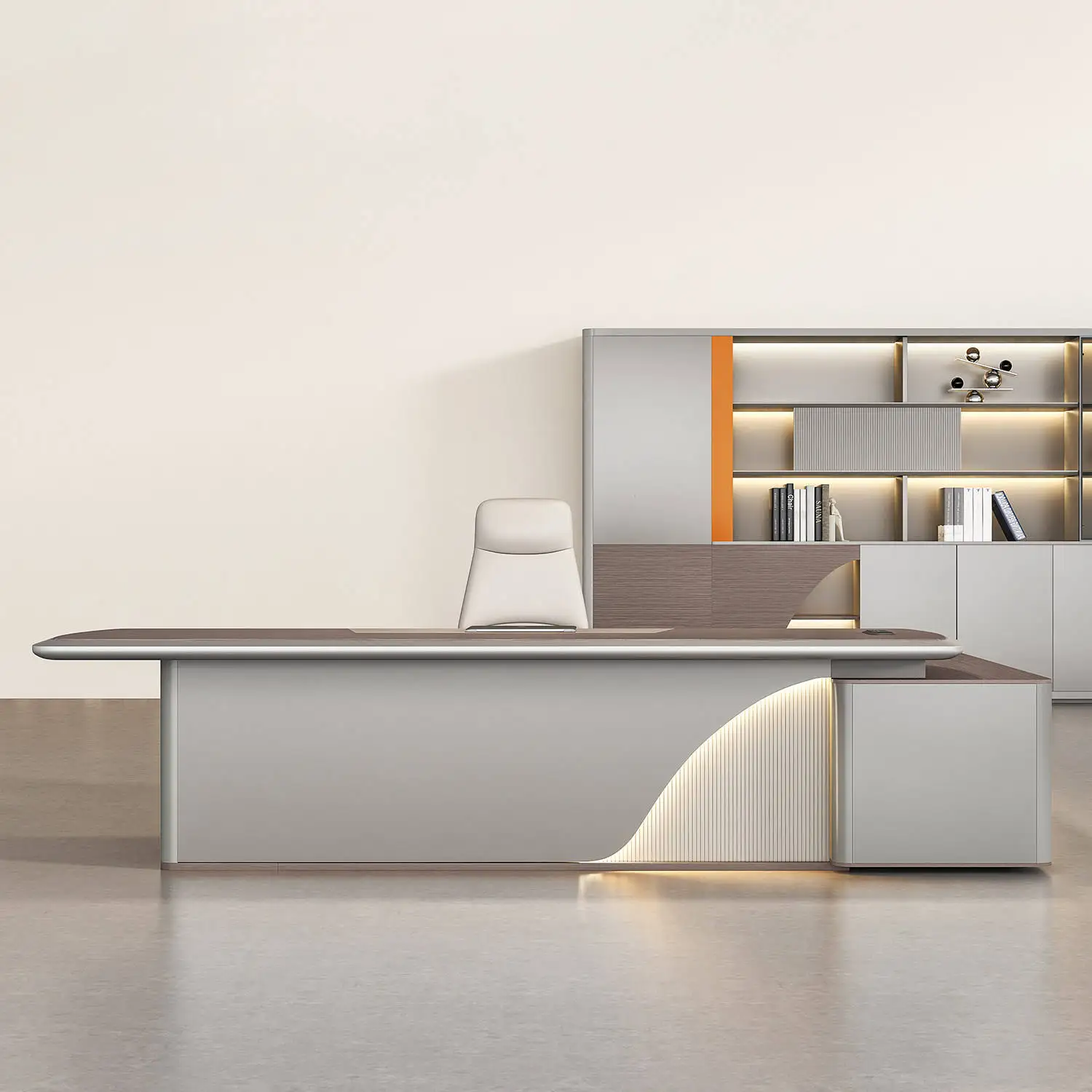 

*Luxury Modern Executive Desk and Chair Set Home Office Modular Wood Panel Style Furniture