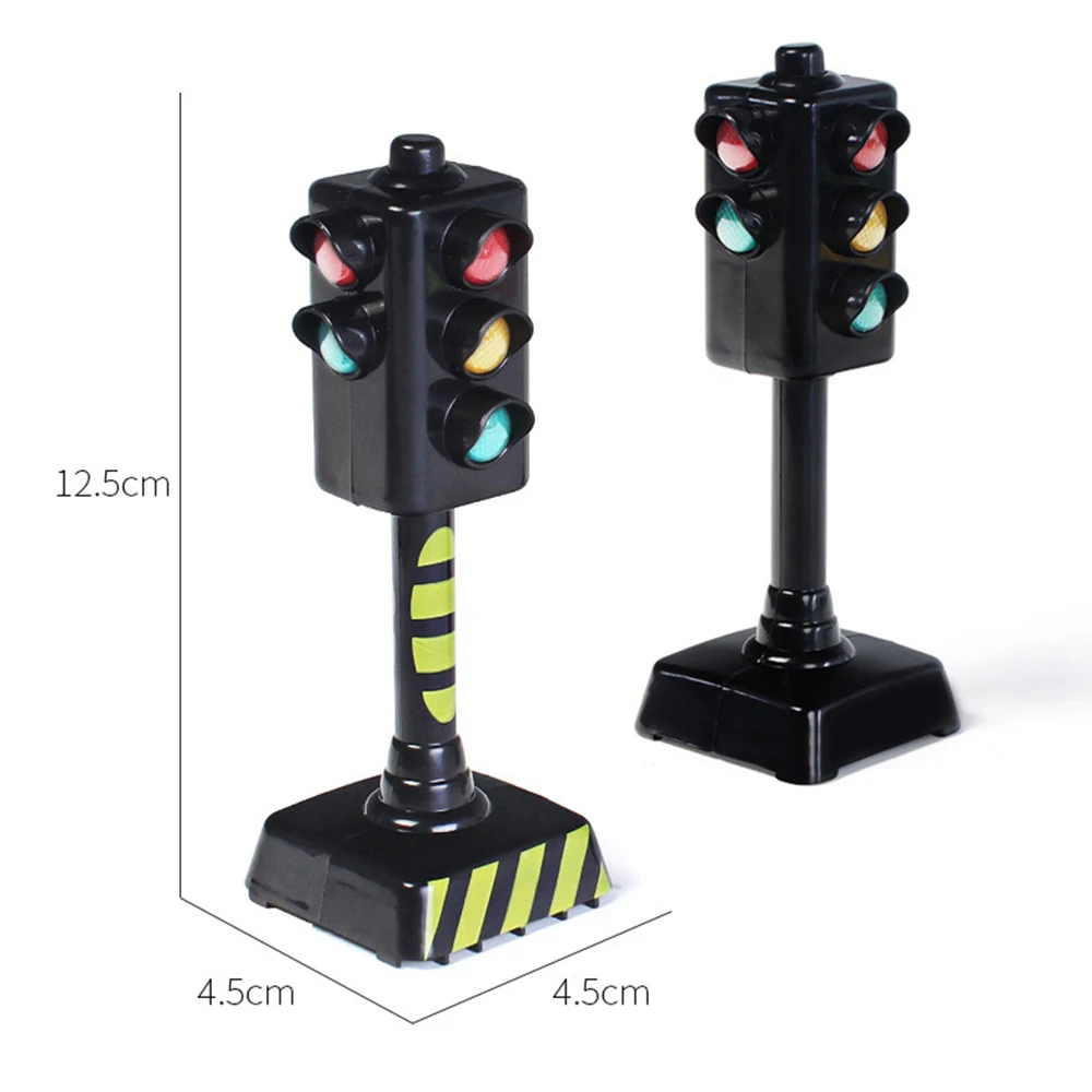 Traffic Signal Light Model Child Toddlers Early Safety Educational Toy Mini LED Lamp Street Train Railway Scenes Building Kits