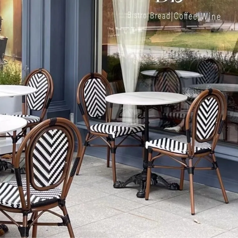 Cafe rattan chair courtyard garden open-air bed and breakfast balcony rattan table and chair combination