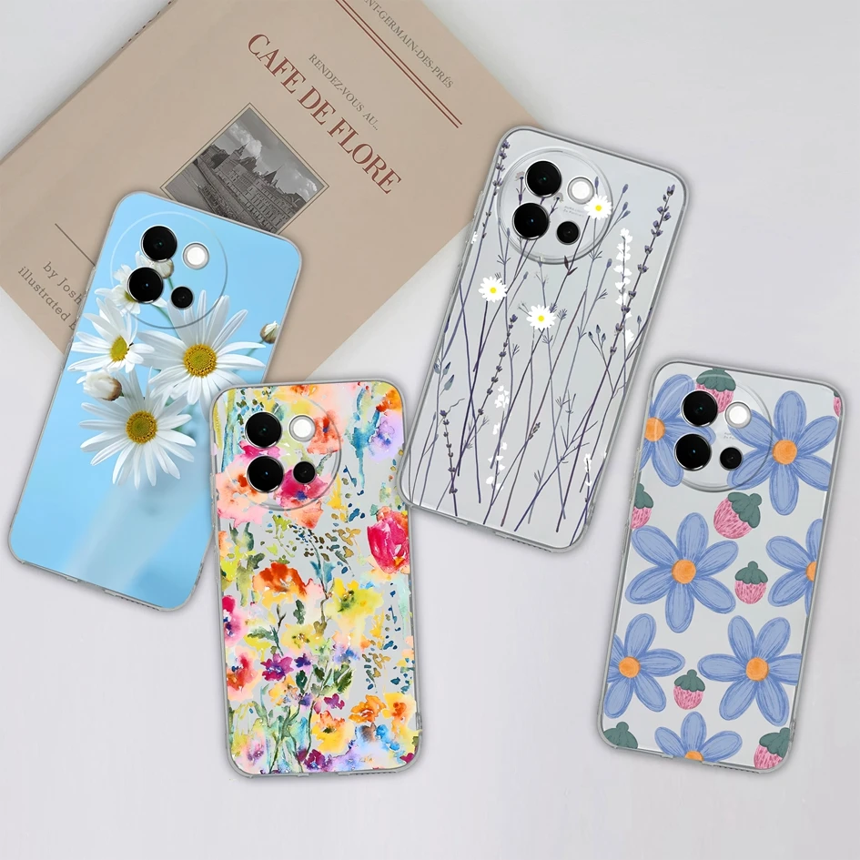 For Vivo V40 Lite 5G Back Cover Popular Cartoon Pattern Screen Protector Clear Soft Silicone Phone Cases For Vivo V 40lite Funda