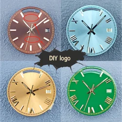 28.5mm Watch Dial and Watch hands suitable for Miyota 8285 dual movement blue Luminous watch face watch accessories Custom LOGO