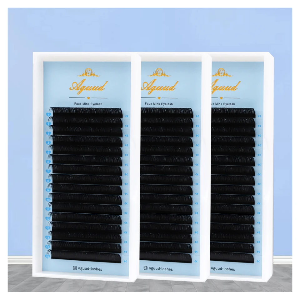 AGUUD Mattschwarze individuelle Wimpernverlängerung, professionelles Volumen, koreanisches PBT-Kaschmir-Wimpernverlängerungstablett, klassische Wimpern, Cilios – Detail 2