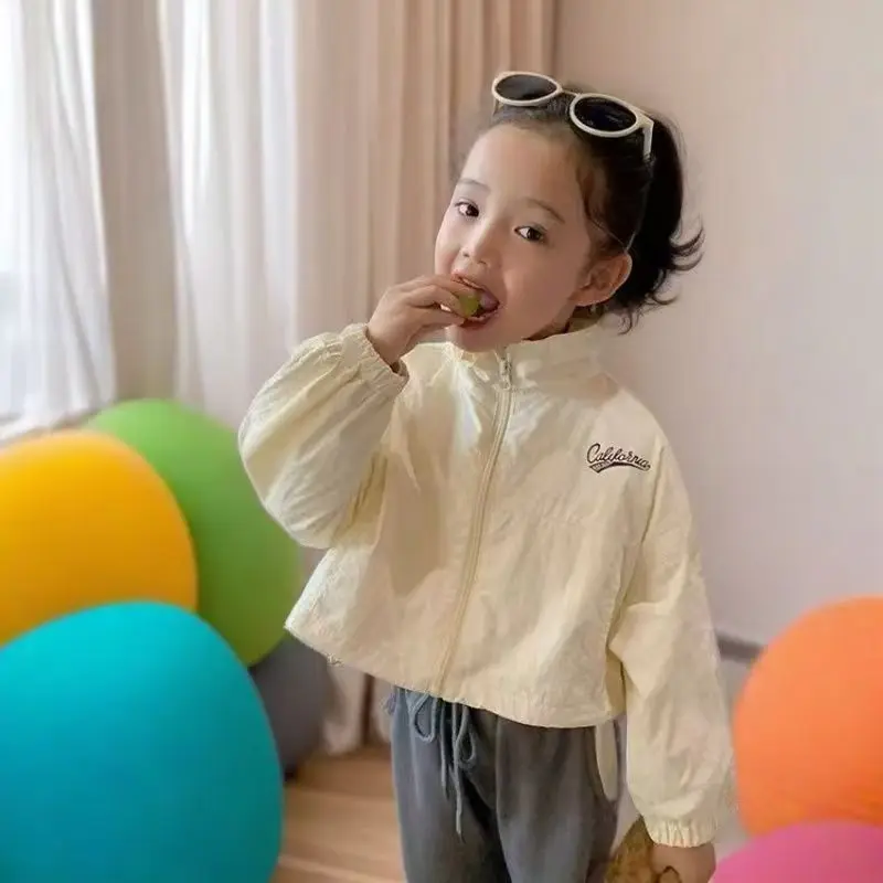 

Girls' Spring And Autumn Jacket Top 2025 New Korean Style Girls' Short Outdoor Princess Windbreaker 90-140CM