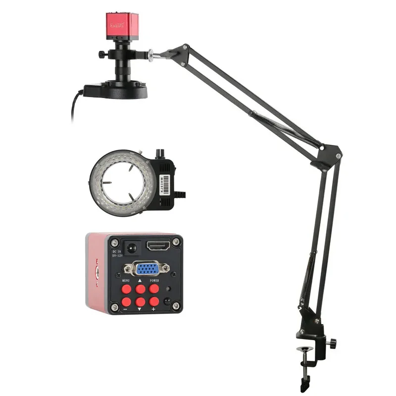 

1080P HDMI VGA Industrial Video Digital Microscope Camera 130X Zoom C Mount Lens Cantilever Stand For Phone PCB Repair Soldering