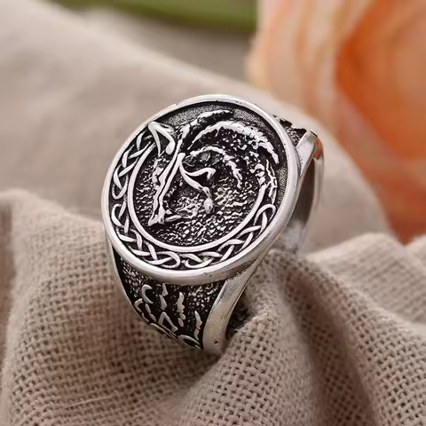 New Arrival Vintage Wolf Animal Design Thai Silver Men Ring Original Jewelry Never Fade Cheap