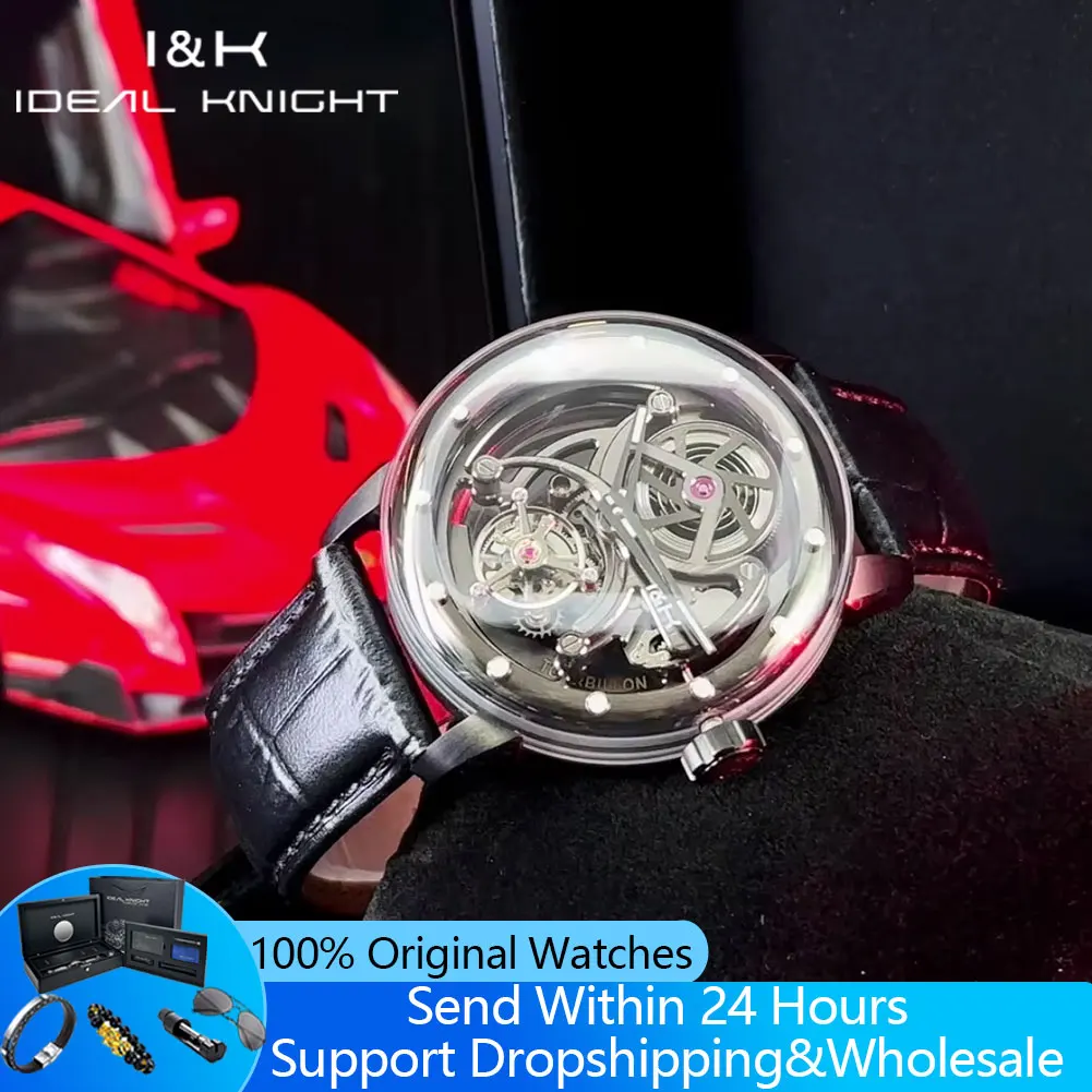 IDEAL KNIGHT 6809 Real Tourbillon Man Watch High-end Luxury Fully Transparent Hollowed Automatic Mechanical Wristwatch For Men
