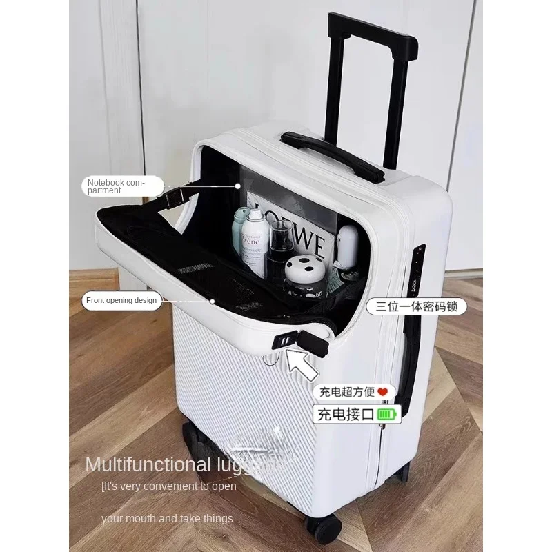 Front opening luggage with expandable female small 20 inch boarding light trolley suitcase