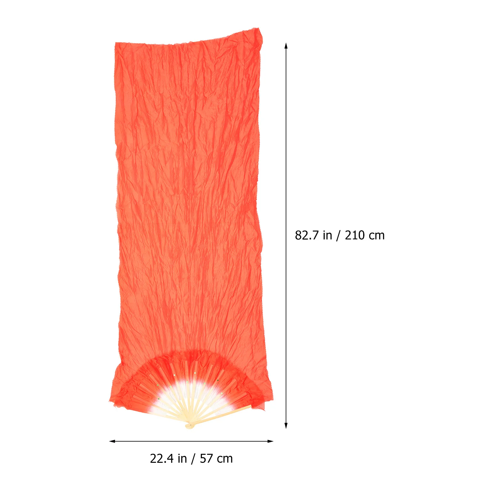 

Handmade Long Silk Belly Dance Fan with Bamboo Frame Lightweight Soft Folding Fan for Performance Stage Wedding Party