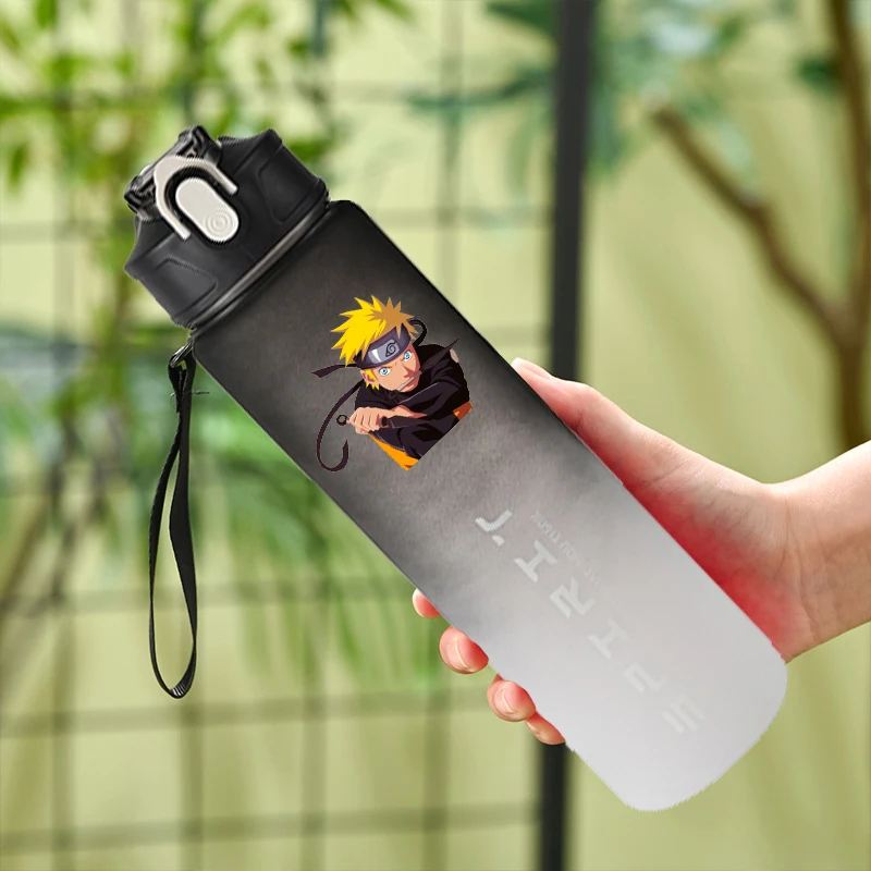 Garrafa de Água Naruto Gradiente 800ml com Estampa Fashion, Portátil para Academia, Fitness e Esportes, com Escala, Desenho Animado, para Meninos Ir à Escola