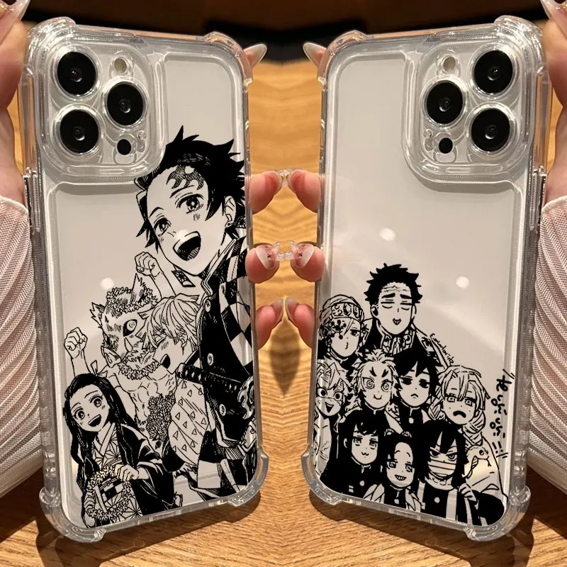 

Japanese Anime Demon Slayer Phone Case Clear For iPhone 17 16 14 15 11 12 13 Pro Max 16E 15 16 Plus 17 Air Soft Shockproof Cover