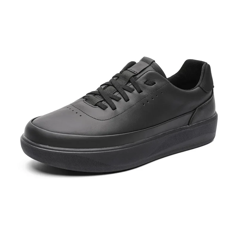 New Men Genuine Leather Casual Shoes Street Fashion Flat Skate Shoes Young Man Lace-up Sneakers