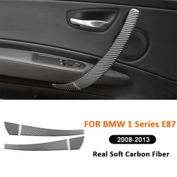 2PCS For BMW 1 Series E87 2008-2013 Carbon Fiber Auto Interior Decal Inner Door Pull Armrest Panel Trim Cover Decoration Sticker