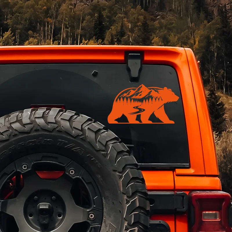 Pegatinas de vinilo Mountain Bear Forest River, calcomanías impermeables de animales salvajes para el exterior de automóviles todoterreno