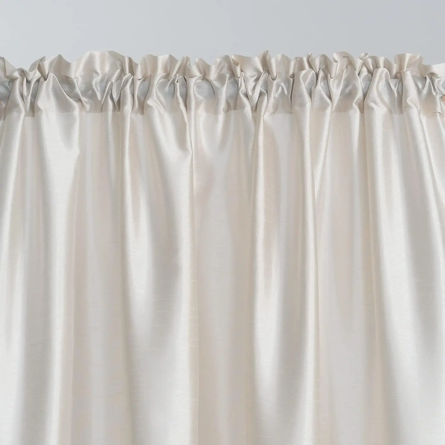 3 Panels Rod Pocket Faux Silk Sheer Curtains Solid Color Set with 2 Tiers 26x36inch Each and 1 Valance 52x14inch for Kitchen