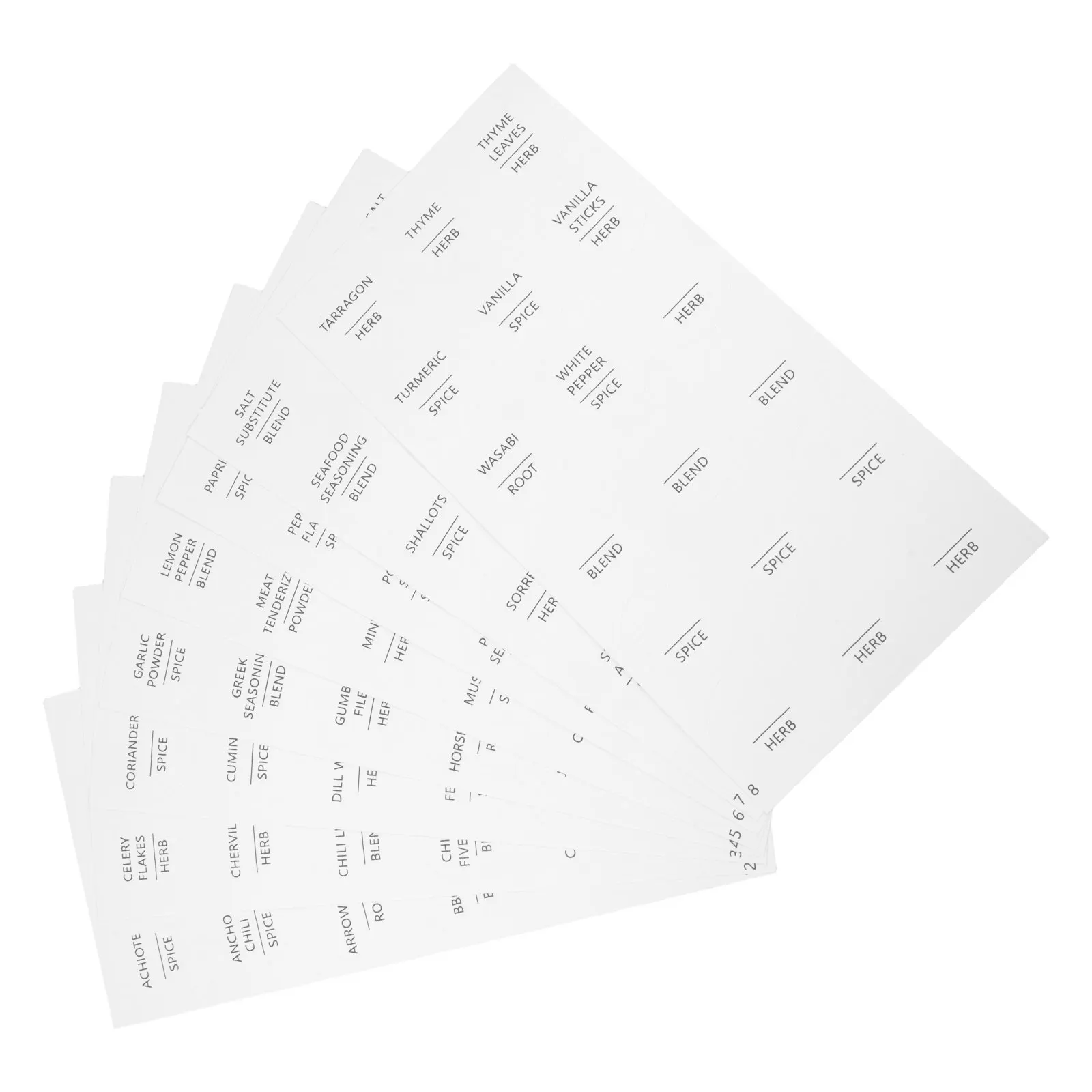 

8 листов белых круглых этикеток для специй, водонепроницаемые самоклеящиеся наклейки для маркировки банок с приправами, для организации кухонной кладовой
