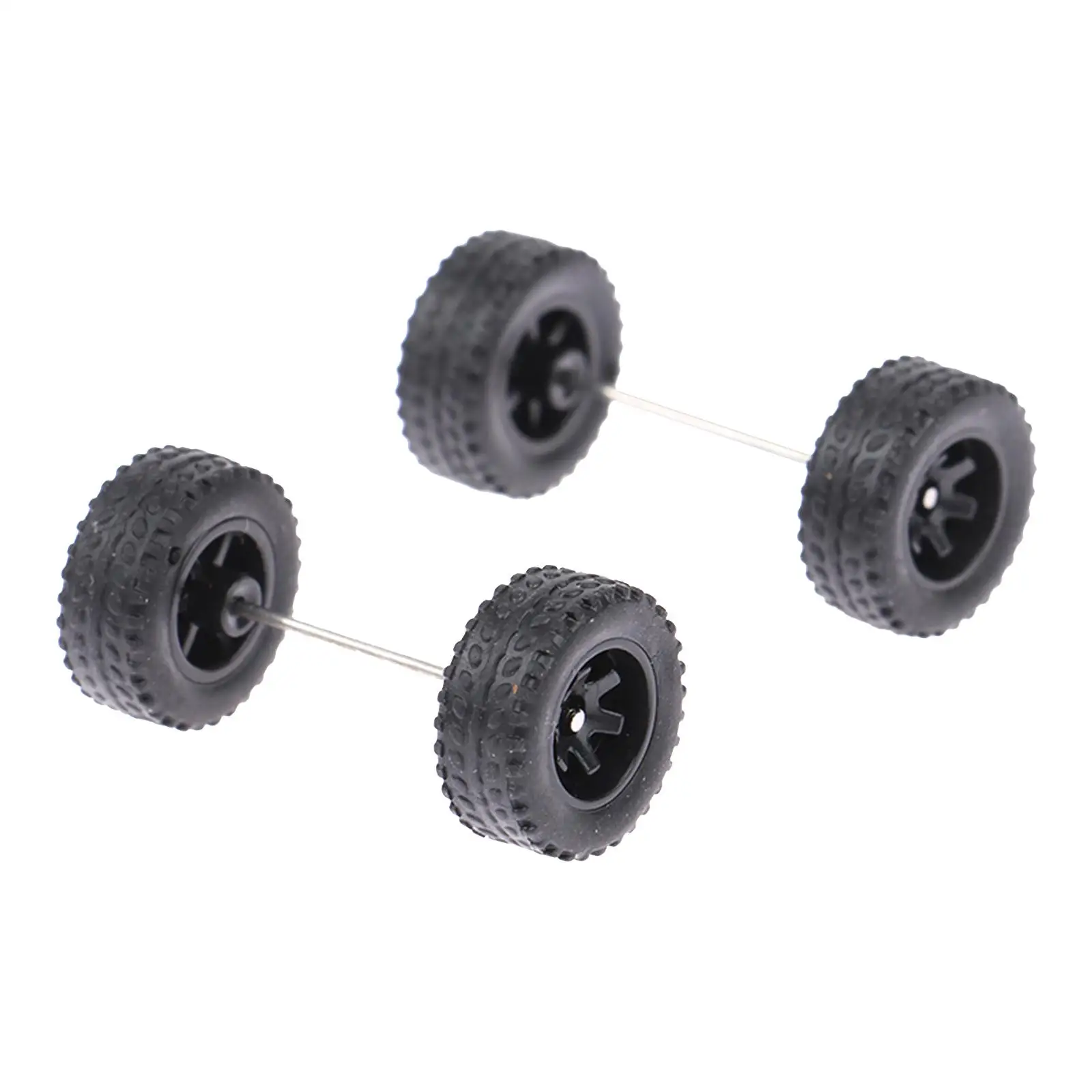 4 Pieces 1/64 Scale Modified Tire with Miniature Roll Shaft Toys Replacement Parts for RC Truck Boys Kids Car Models Accessories