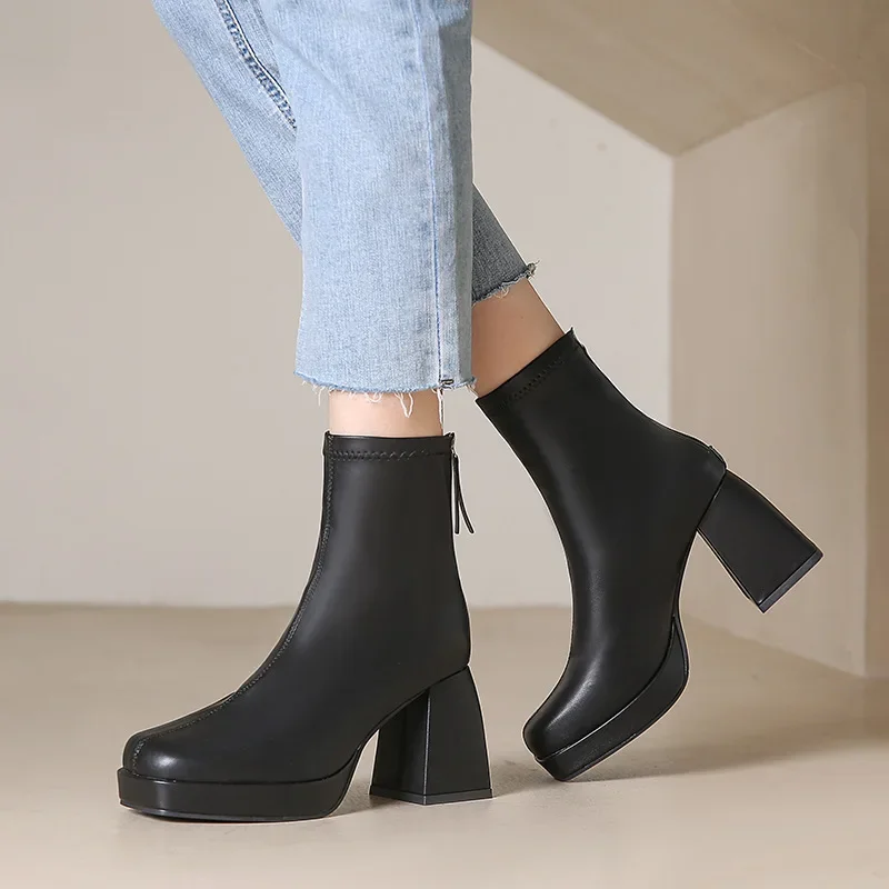 Buty damskie modne Chelsea Boots z tyłu na zamek jesienne buty na wysokim obcasie damskie modne buty do sprzedaży designerskie botki 2024