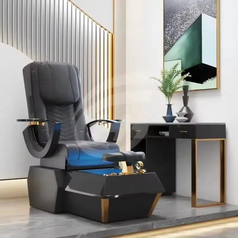 Luxury Modern Foot Spa Massage Chair Gold Plated Acrylic Pedicure Chair Massage Beauty Salon