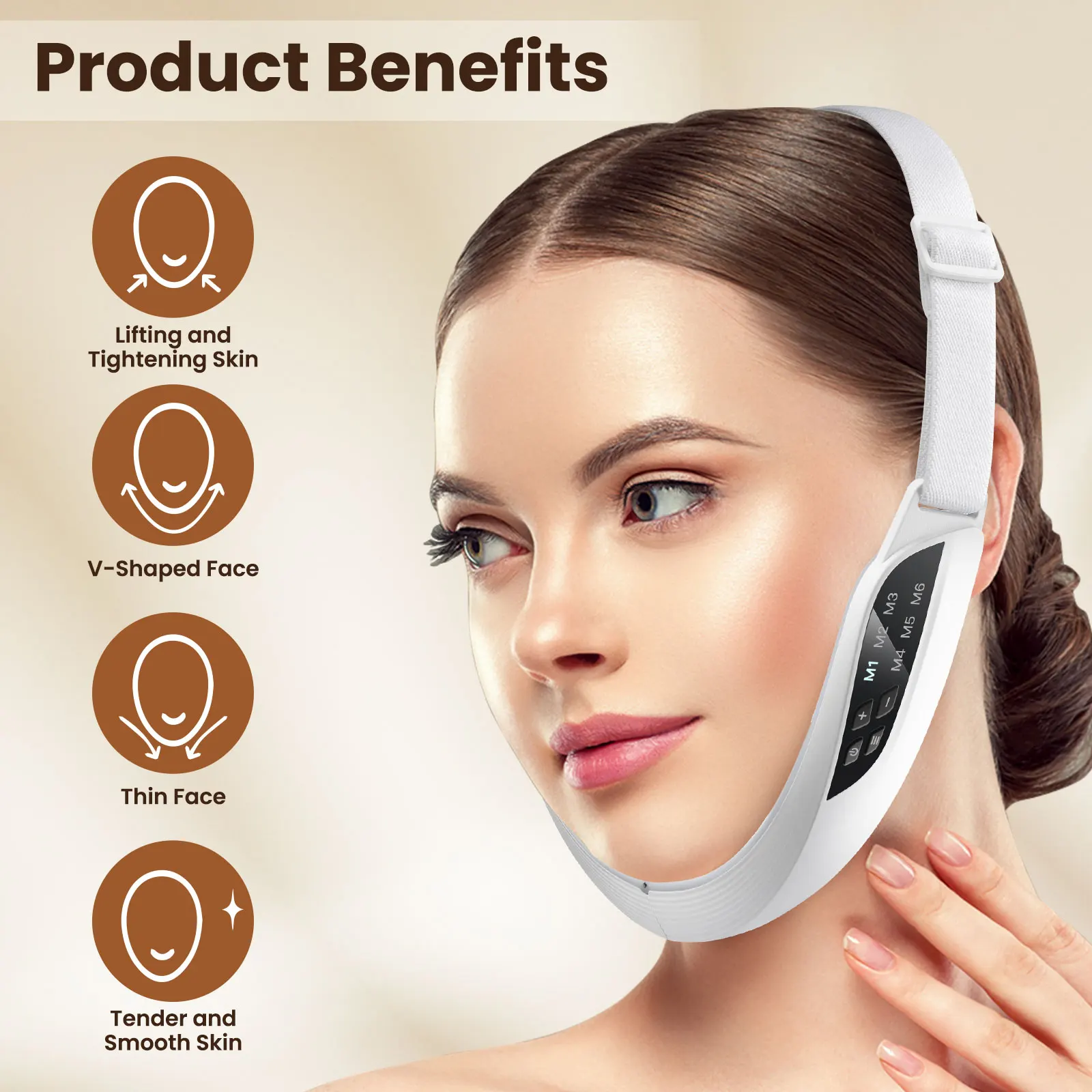 

6 Modes Microcurrents Face Massager V Face Lifting Machine EMS Remove Double Chin Tightening Skin V Shape Facial Beauty Device