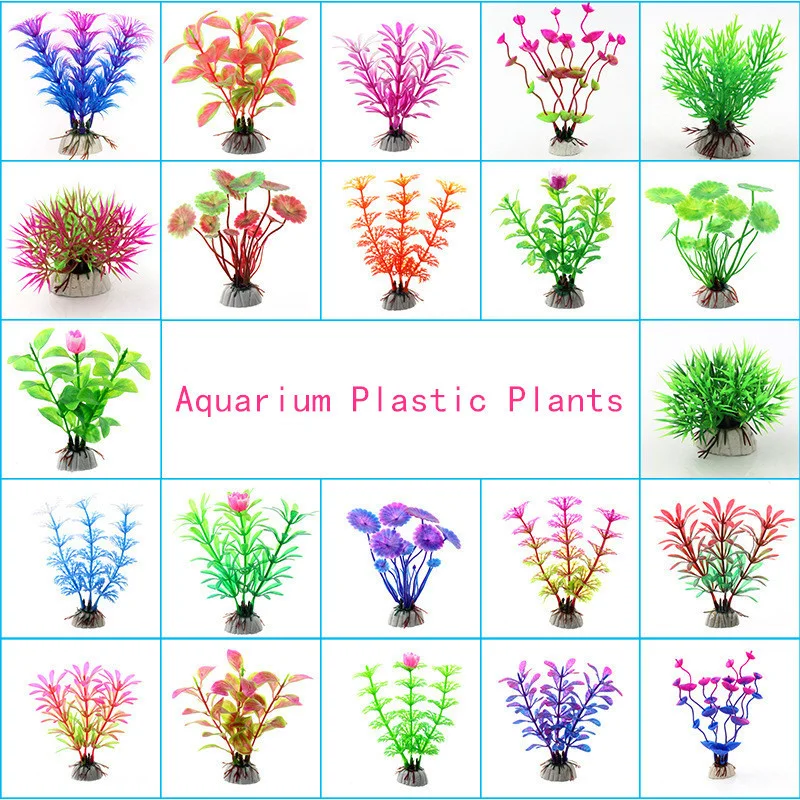 1pc Artificial Grass Aquarium Decoration Water Ornament Plastic Plant Fish Tank Aquarium Decoration Accessories Multi Colors