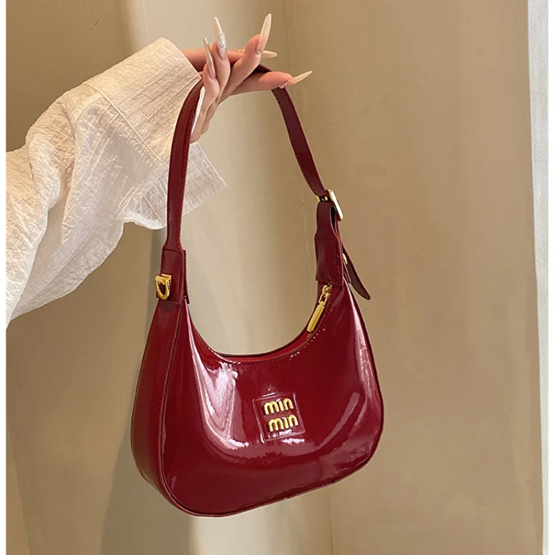 New 2024 Women Shoulder Bags Fashion All-match Underarm Hobos Pu Leather Crossbody Purse Banquet Party Bride Luxury Handbag