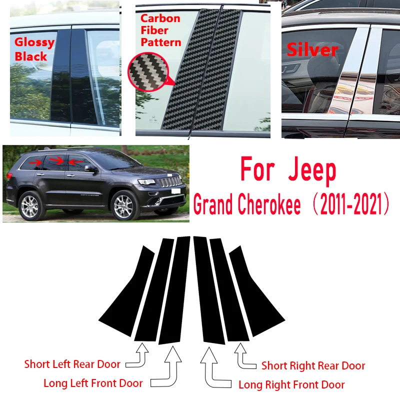 For Jeep Grand Cherokee 2011-2021 Car Pillar Posts Door Window Trim Panel Cover BC Column Sticker Accessories Exterior Parts