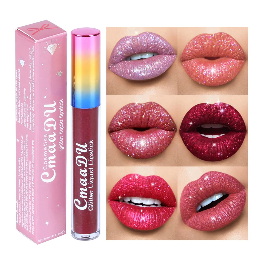 Pearlescent Diamond Lip Gloss Nude Candy Metal Glitter Liquid Lipstick Lips Moisturizer Cosmetics Metallic Shine Lipgloss